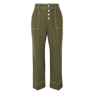 EUC J. Crew Point Sur Surplus Pants Linen Loden Green Size 8